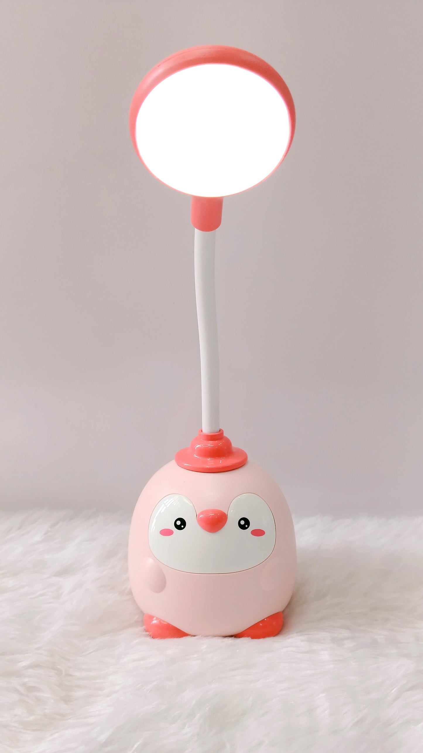 Penguine Table Lamp, Cute Flexible USB Charging LED Desk Lamp for Home (Blue)