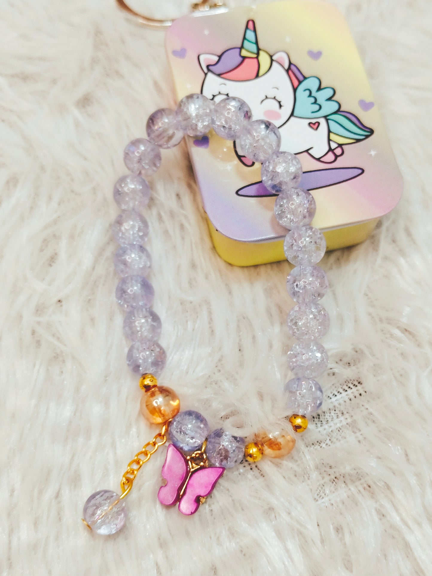 • Multi Colored Sparkle Butterfly Jelly Jewelry Bracelet