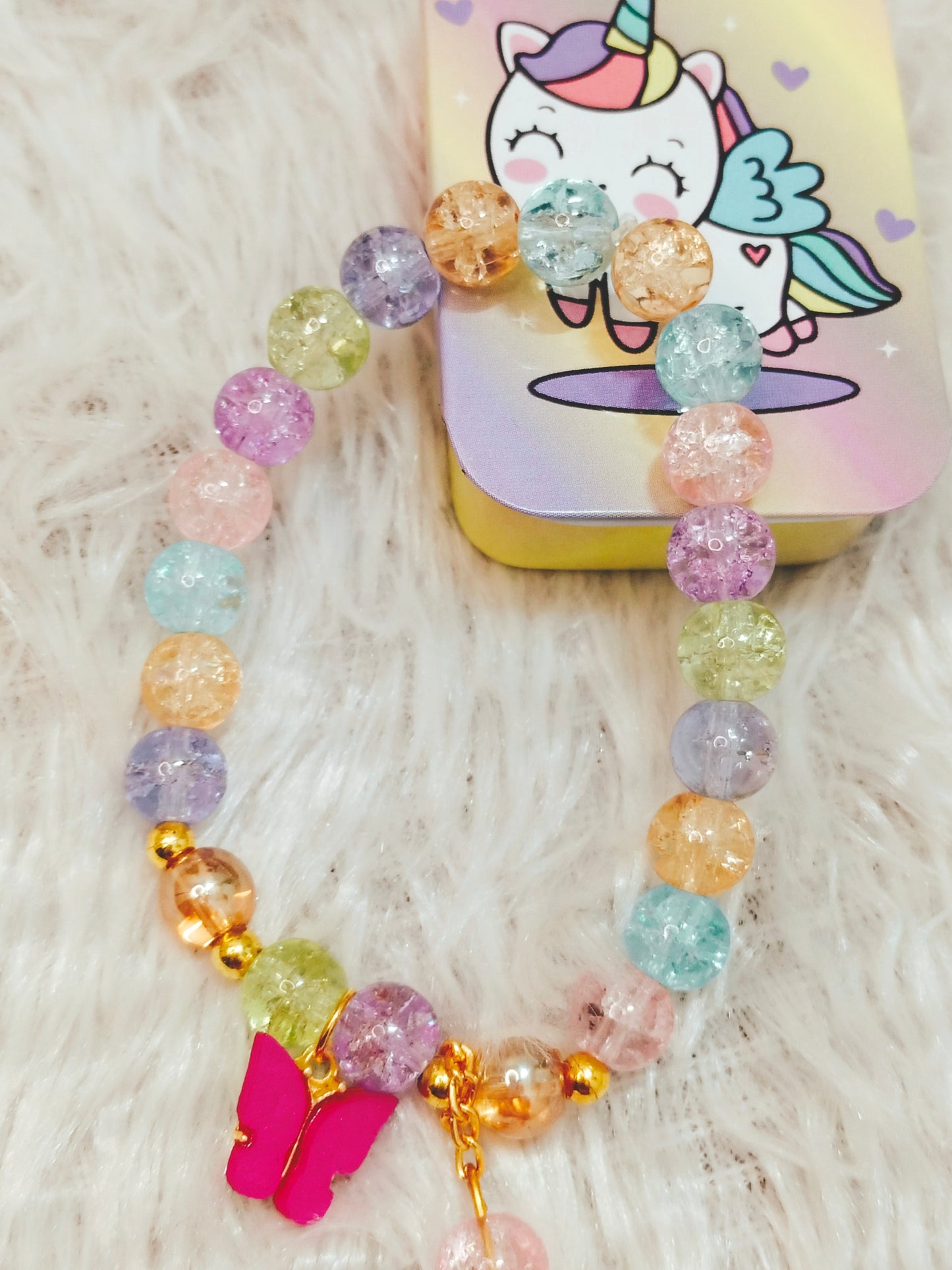 • Multi Colored Sparkle Butterfly Jelly Jewelry Bracelet