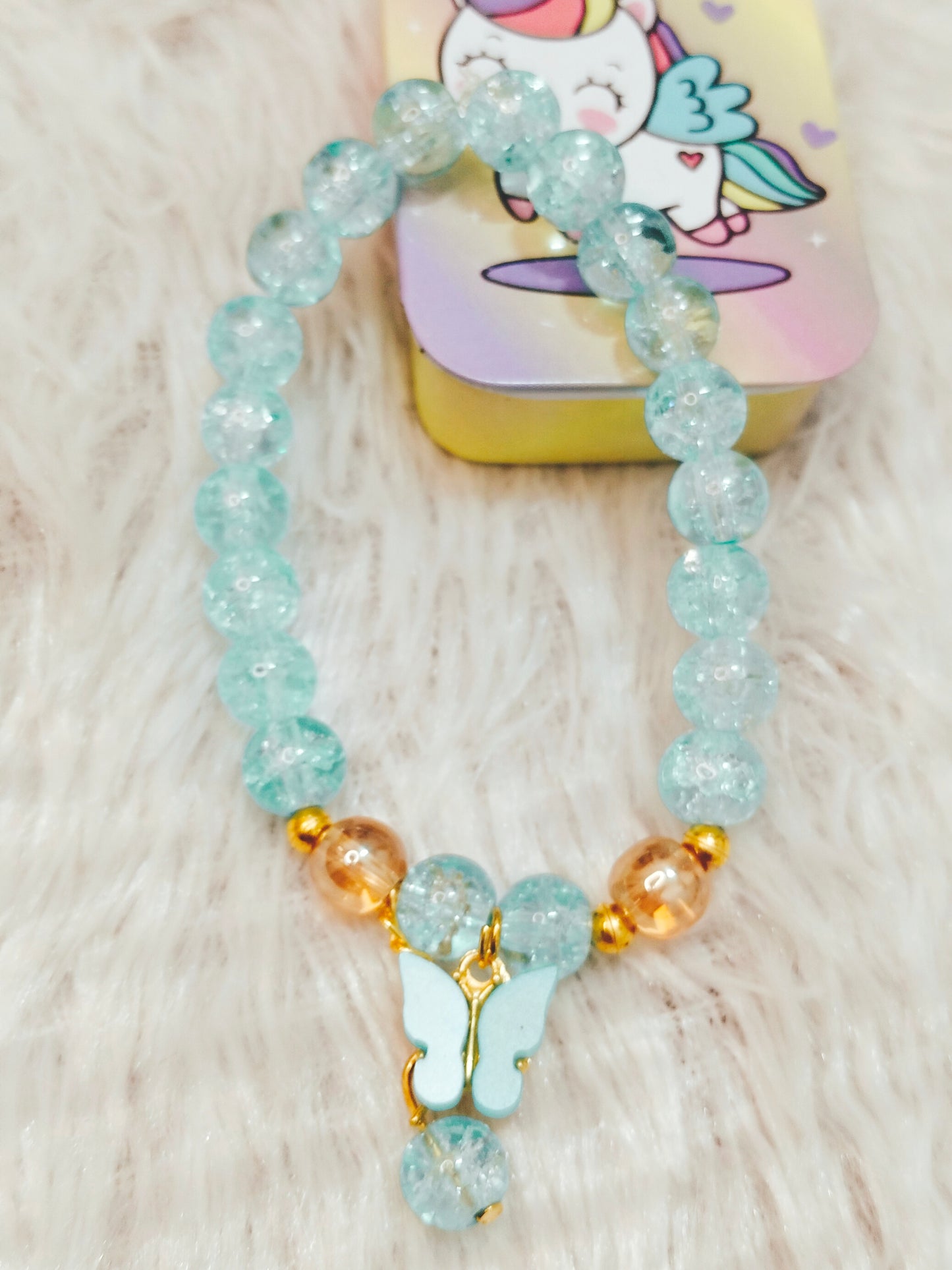 • Multi Colored Sparkle Butterfly Jelly Jewelry Bracelet