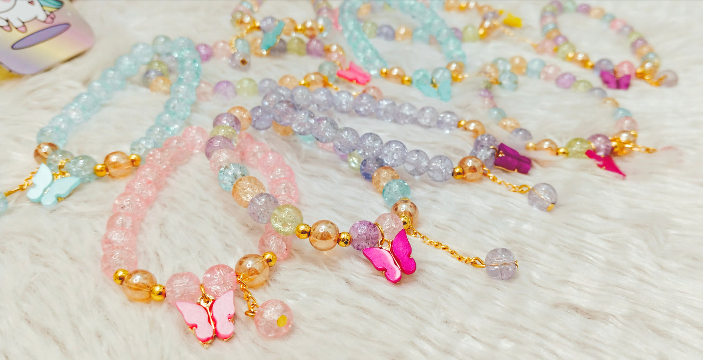 • Multi Colored Sparkle Butterfly Jelly Jewelry Bracelet