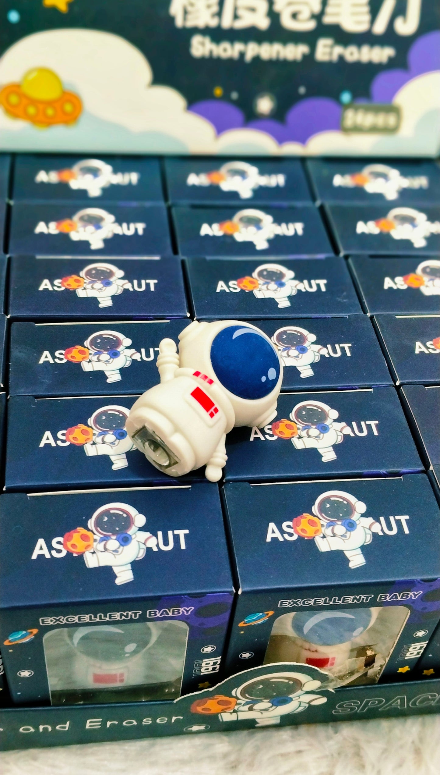 Space Astronaut Shaped Soft Pencil Sharpener | 2 in 1 Cute Eraser with Pencil Sharpener for School Kids