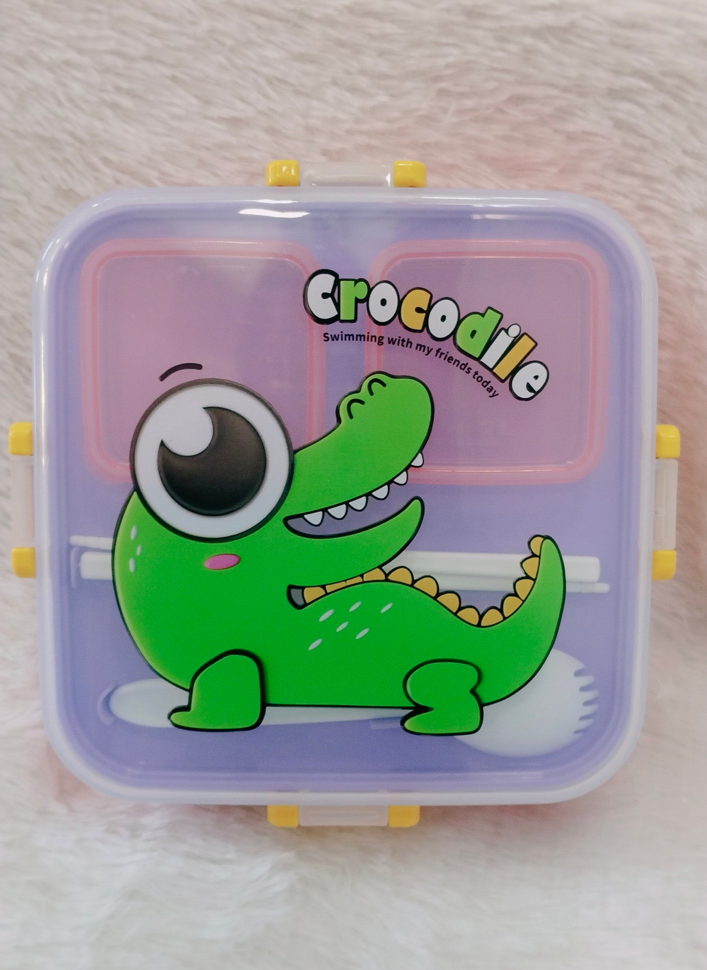 Cartoon Print Lunch Box with 2 Dibbi