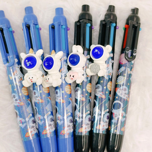 10-in-1 Colored Multicolor Ballpoint Pens, Cartoon Astronauts 0.5mm Colorful Ink Color Pen For Office School Supplies Office School Supply Space Christmas Birthday Gifts Pack