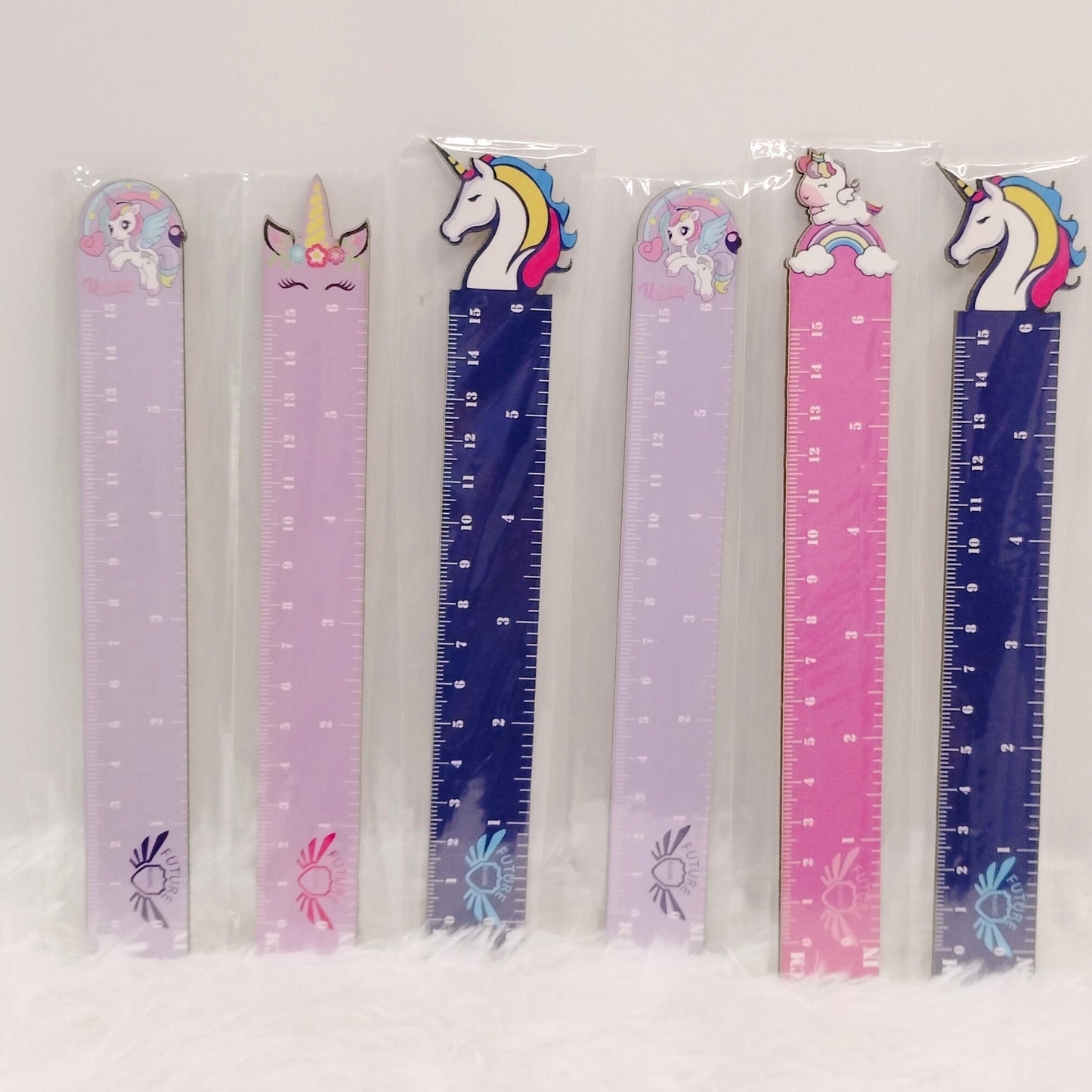 Wooden Cartoon Ruler Set Adorable  Unicorn and Cat Claw Design 12cm 15cm 18cm Bookmark Measuring Tools