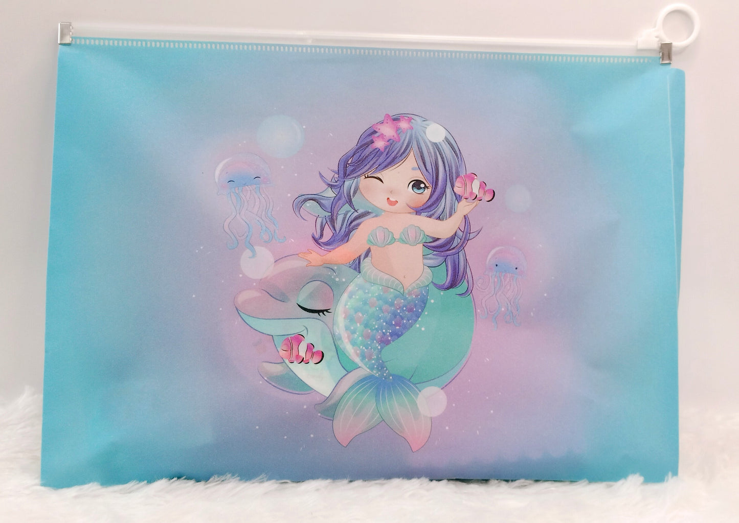 Lovely Mermaid A4 PP Waterproof Zipper Bag for School Girl