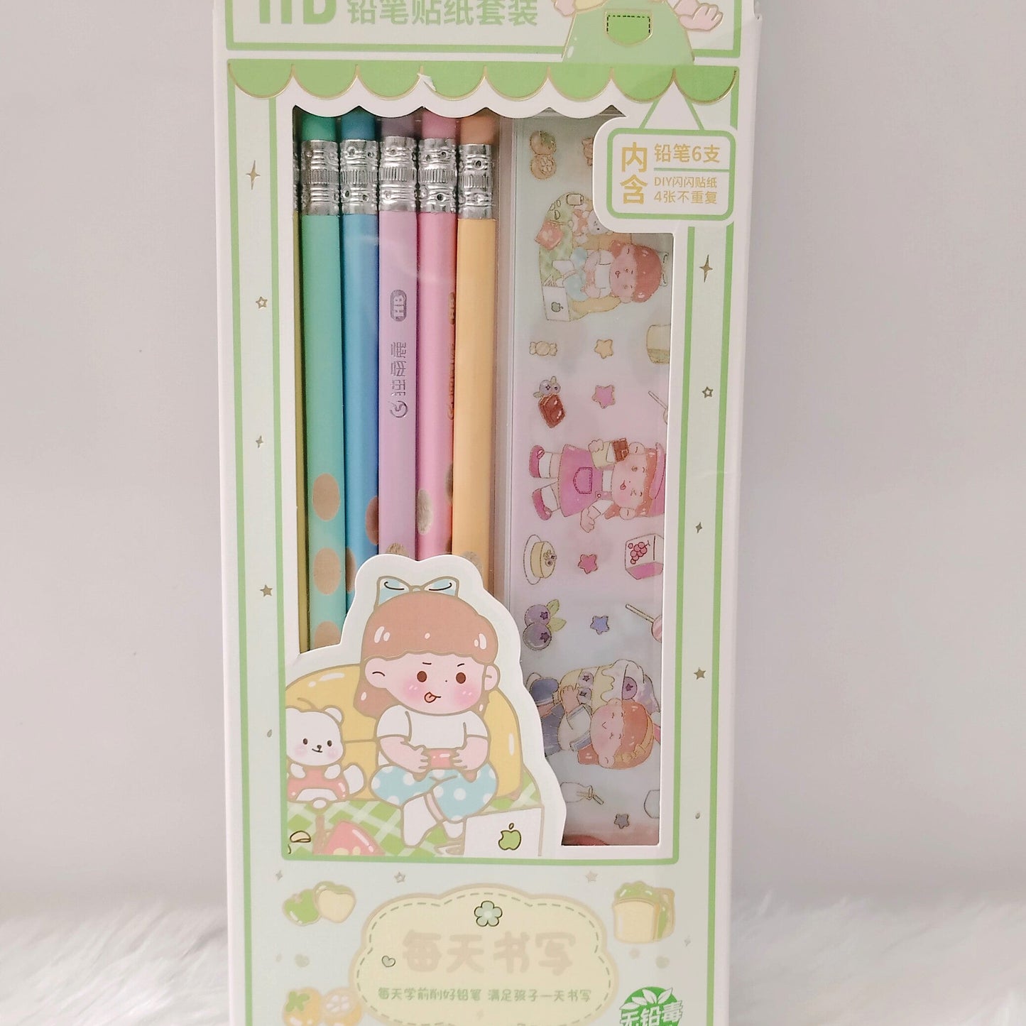 Kawaii Pastel Sticker Pencil set