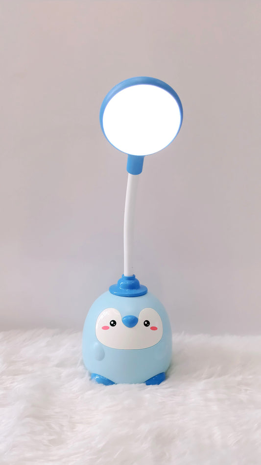 Penguine Table Lamp, Cute Flexible USB Charging LED Desk Lamp for Home (Blue)