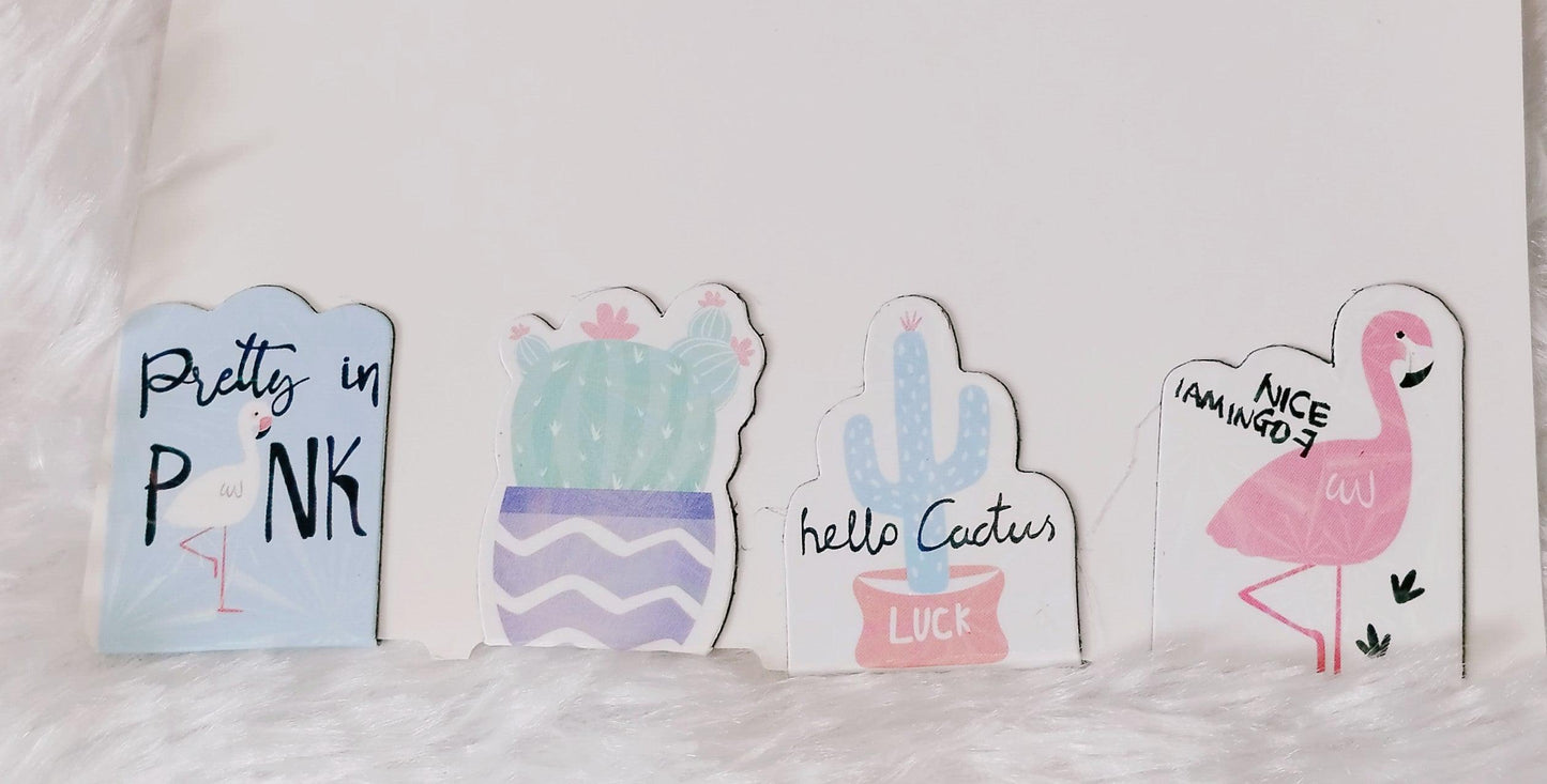 A Lovely Cactus Cartoon magnetic bookmark paper clips ( Pack of 4)