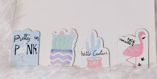 A Lovely Cactus Cartoon magnetic bookmark paper clips ( Pack of 4)