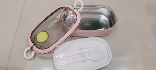 750ml Stainless Steel Lunch Box - Single Layer with Tableware, Stylish & Convenient Meal Solution (Pink)