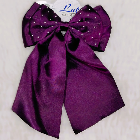 Silk Hair Bow with Diamonds