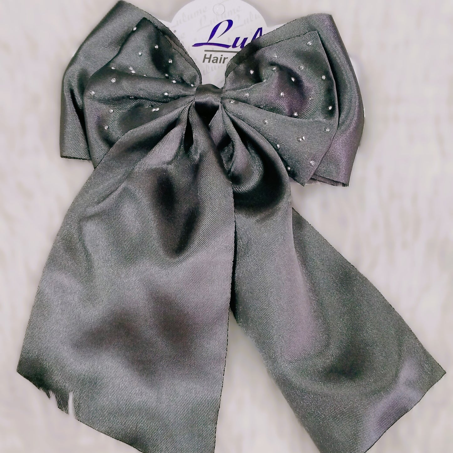 Silk Hair Bow with Diamonds