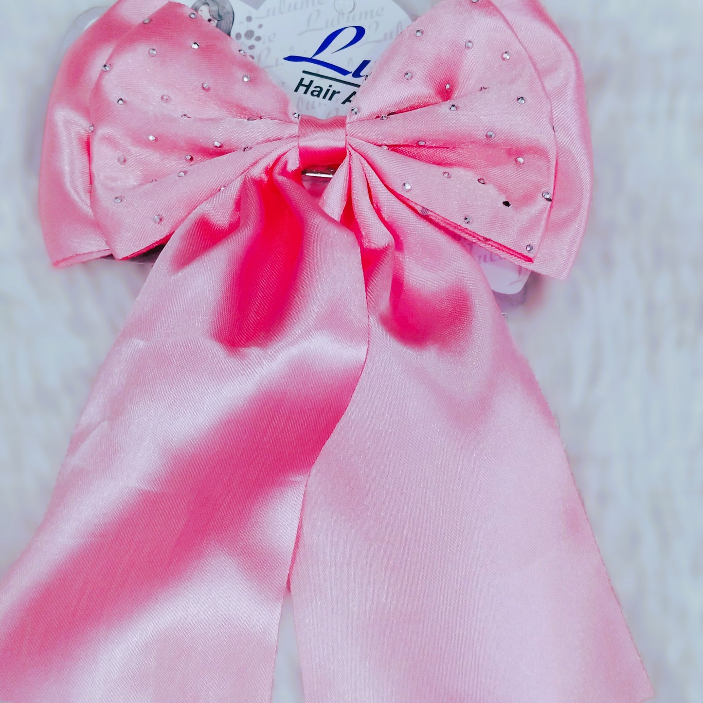 Silk Hair Bow with Diamonds