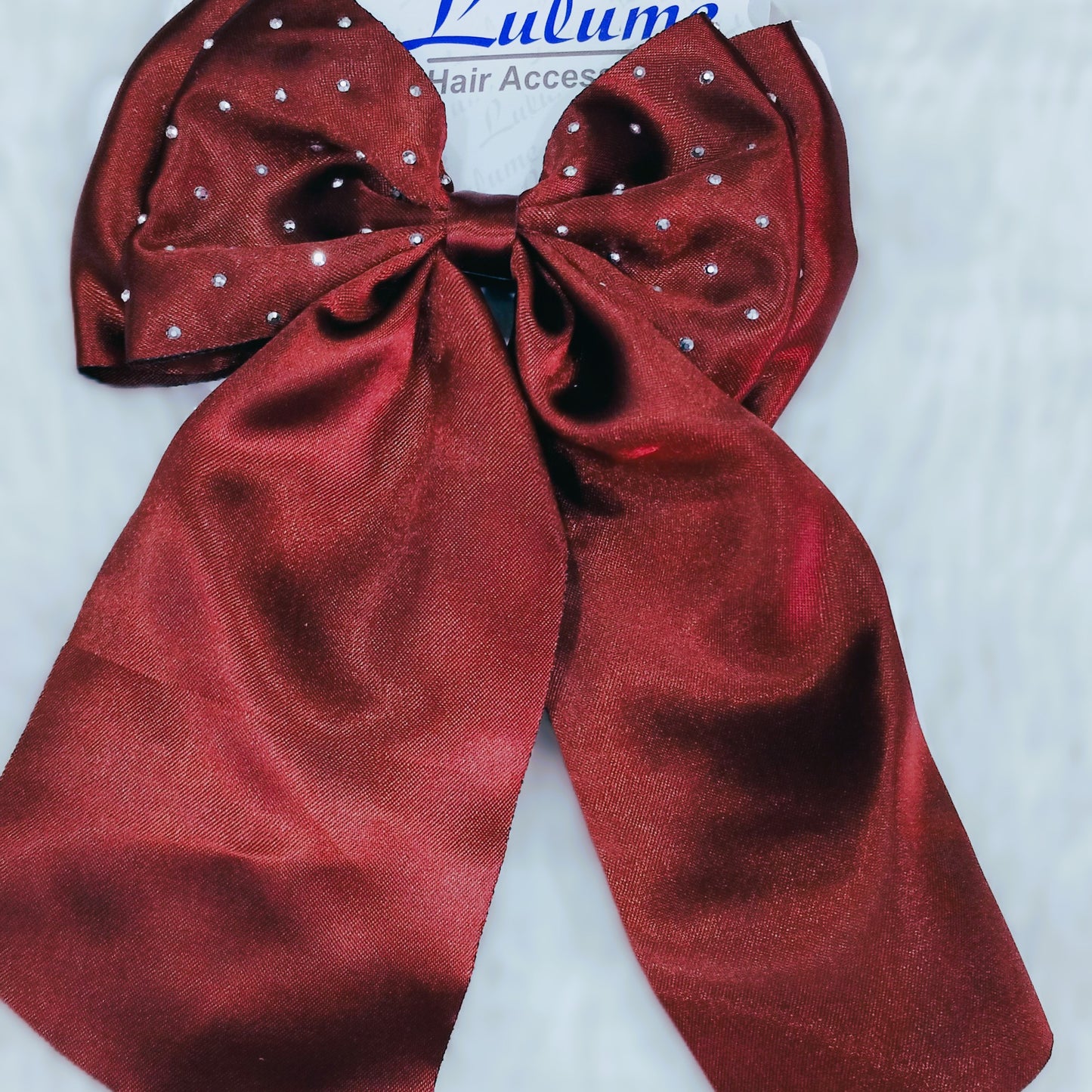 Silk Hair Bow with Diamonds