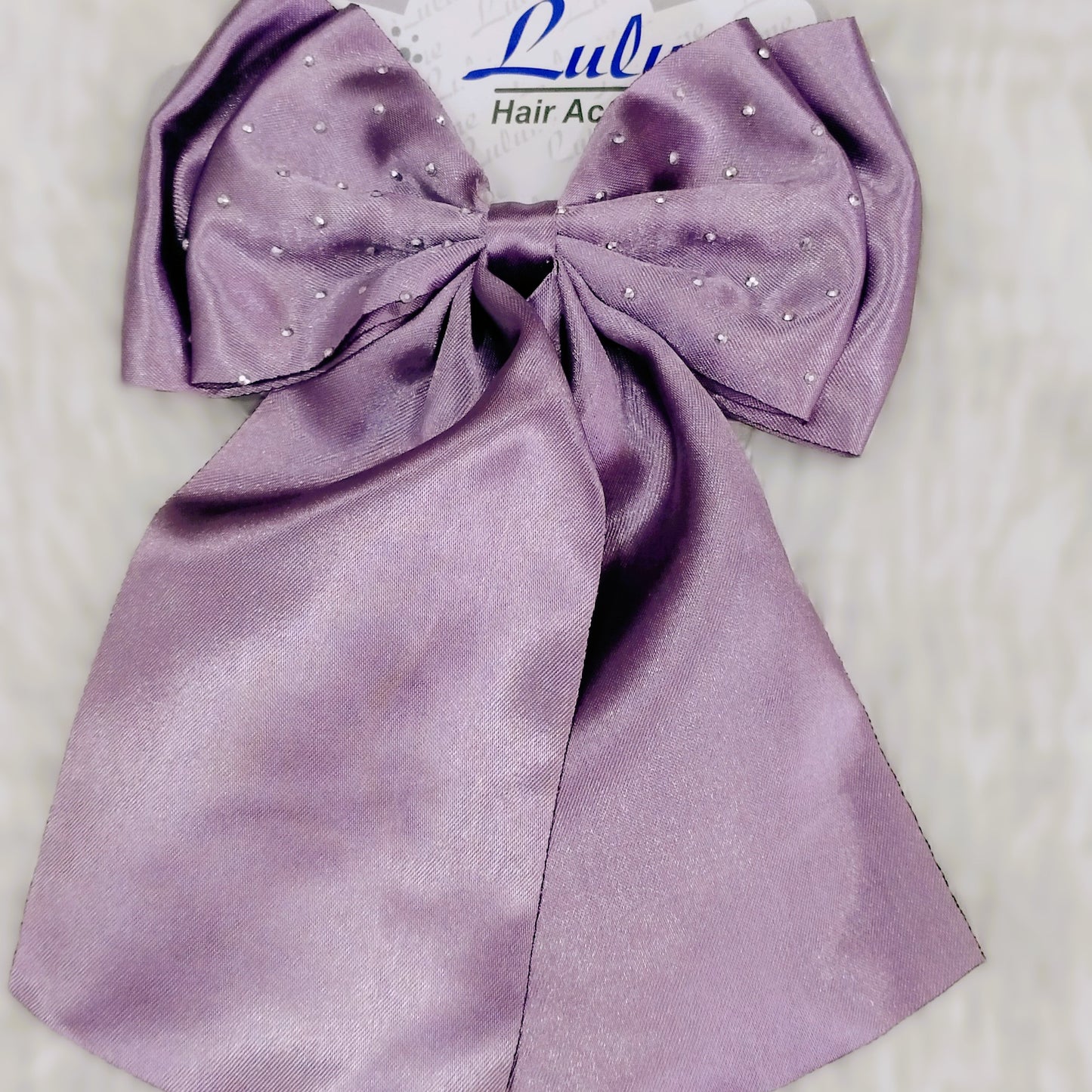 Silk Hair Bow with Diamonds