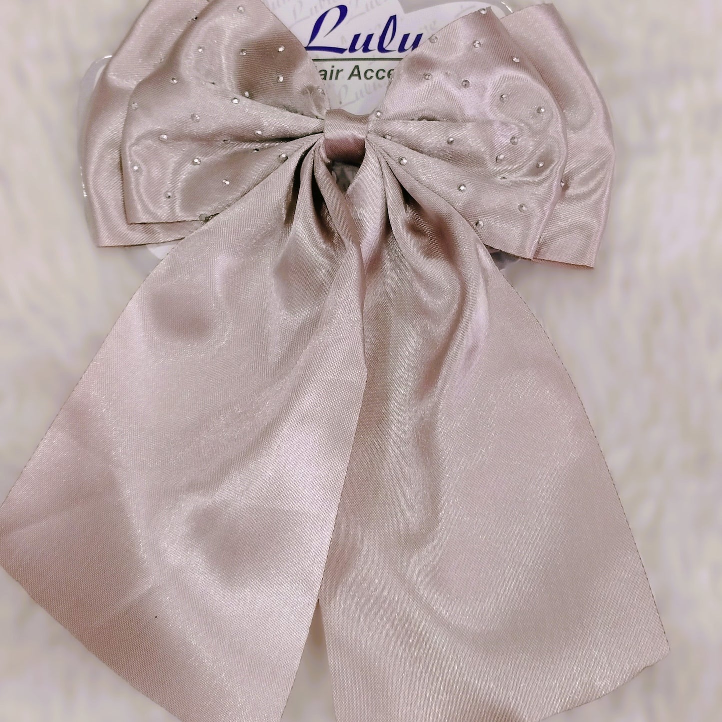 Silk Hair Bow with Diamonds