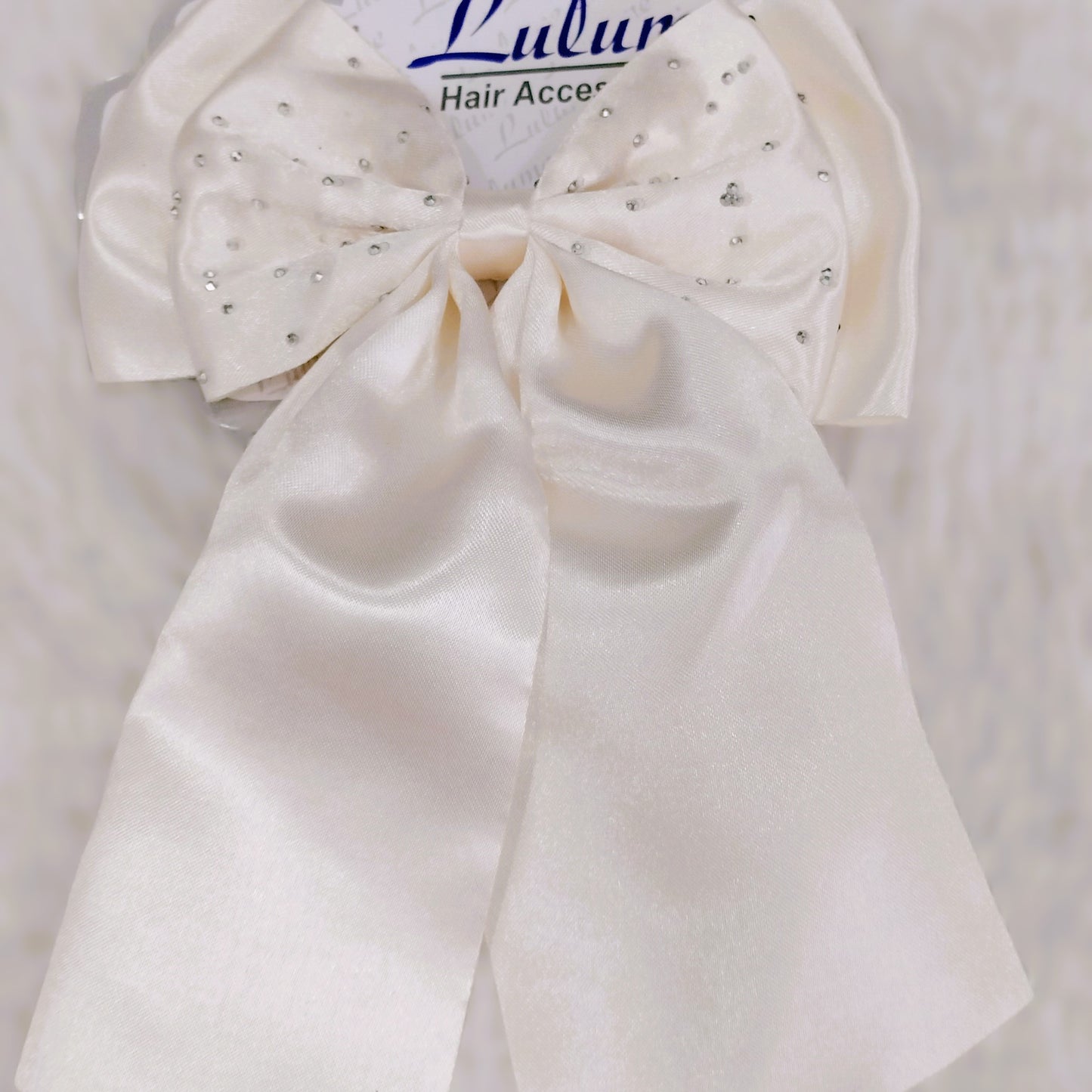 Silk Hair Bow with Diamonds