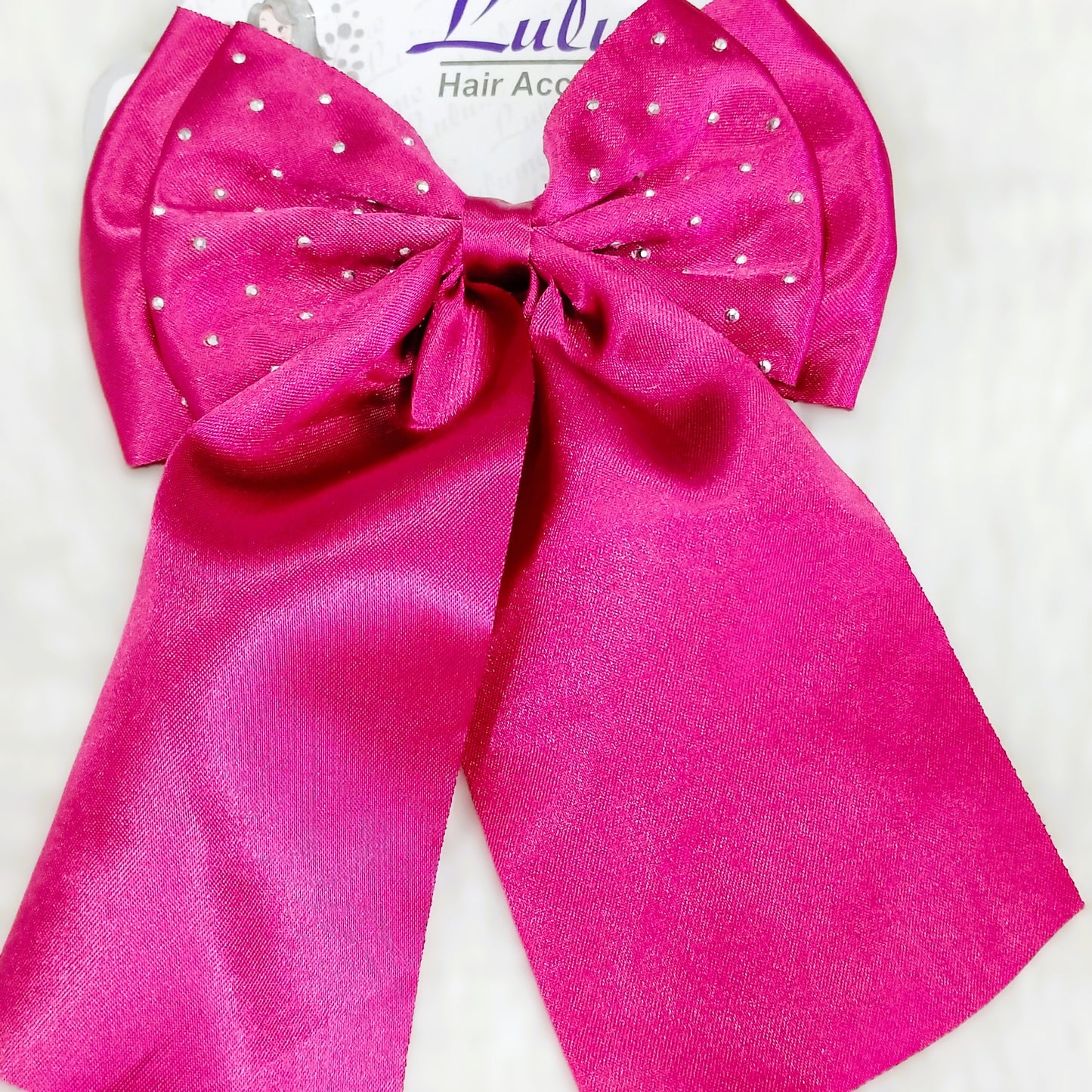 Silk Hair Bow with Diamonds