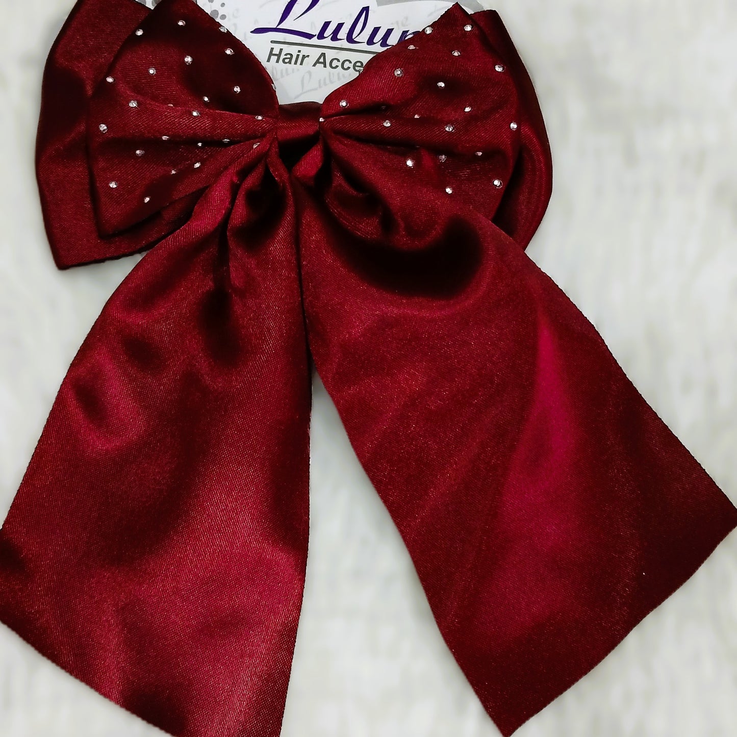 Silk Hair Bow with Diamonds