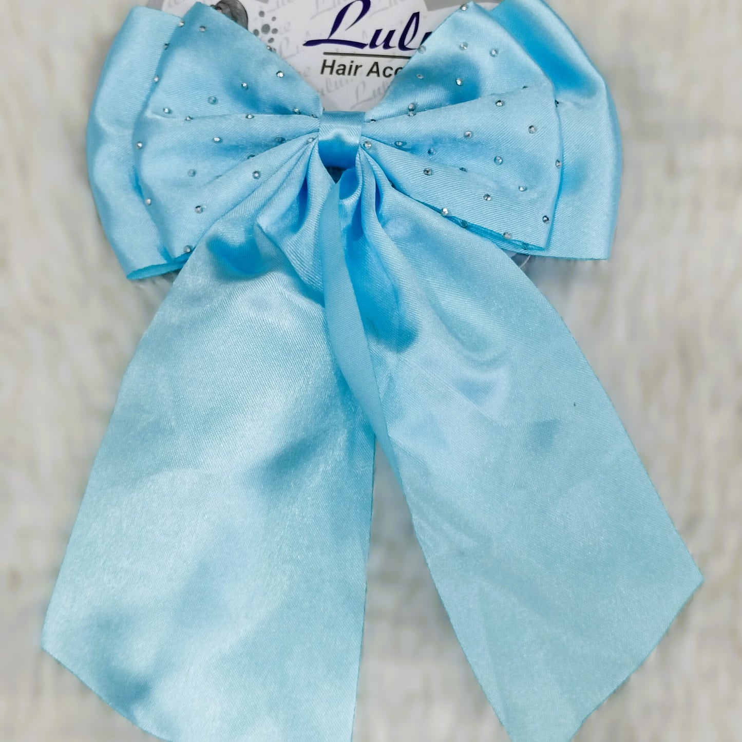 Silk Hair Bow with Diamonds