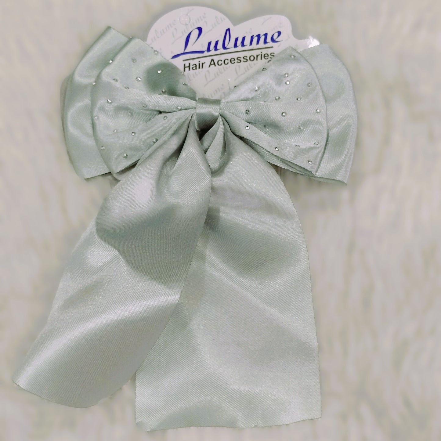 Silk Hair Bow with Diamonds