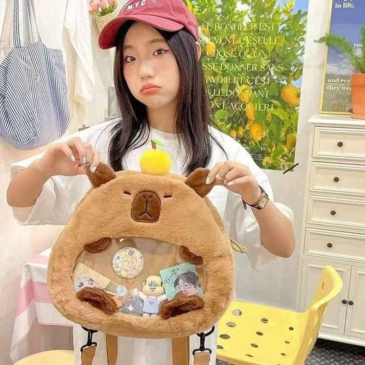 Capybara Fur bag with Transparet window